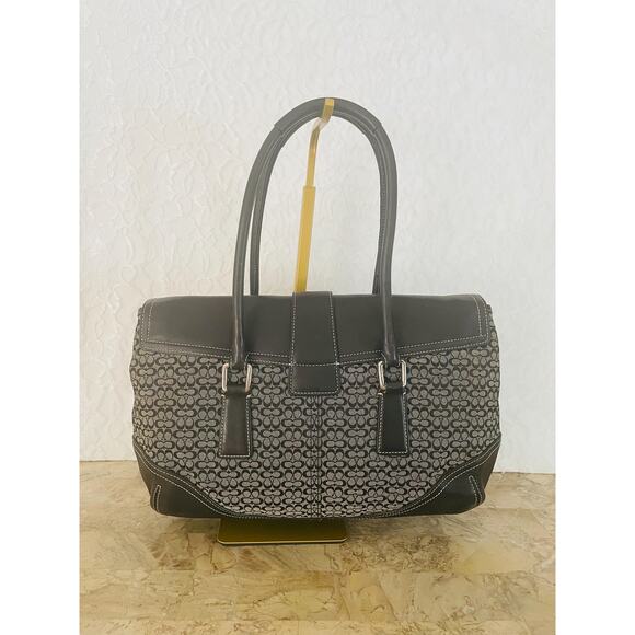 Coach SOHO Signature C Canvas Leather black Shoulder bag HandBag 10578 - Picture 2 of 10